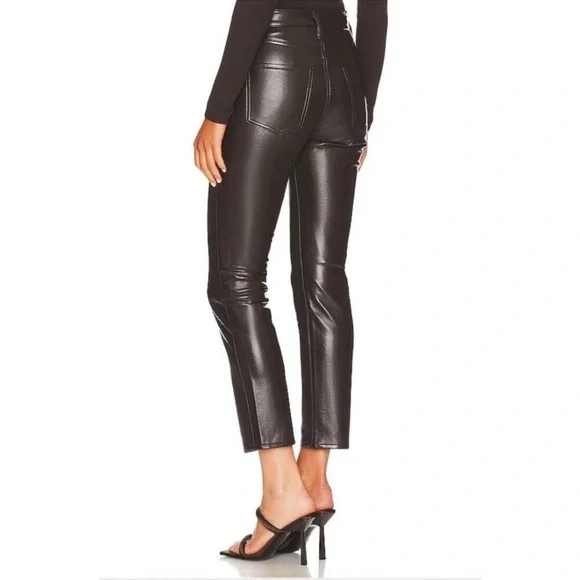 Citizens of Humanity Jolene High Rise Black Leather Straight Leg Jeans Size 27 - Picture 3 of 16